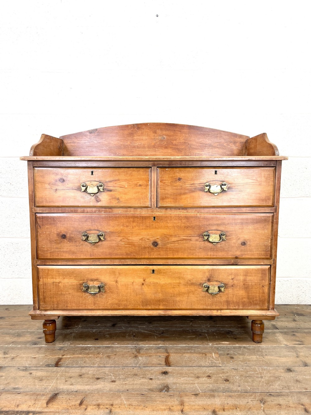 Victorian Pine Chest of Drawers with Gallery Back
