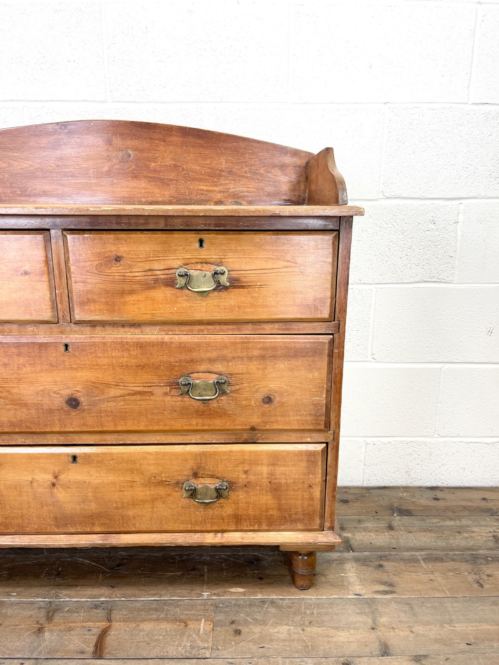 Victorian Pine Chest of Drawers with Gallery Back View IV