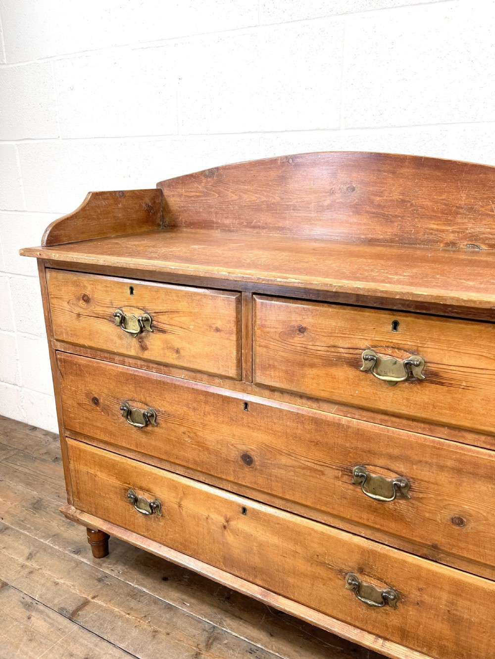 Victorian Pine Chest of Drawers with Gallery Back View V
