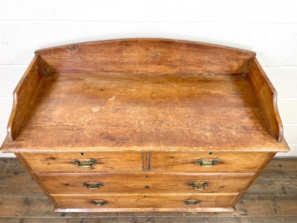 Victorian Pine Chest of Drawers with Gallery Back View VI