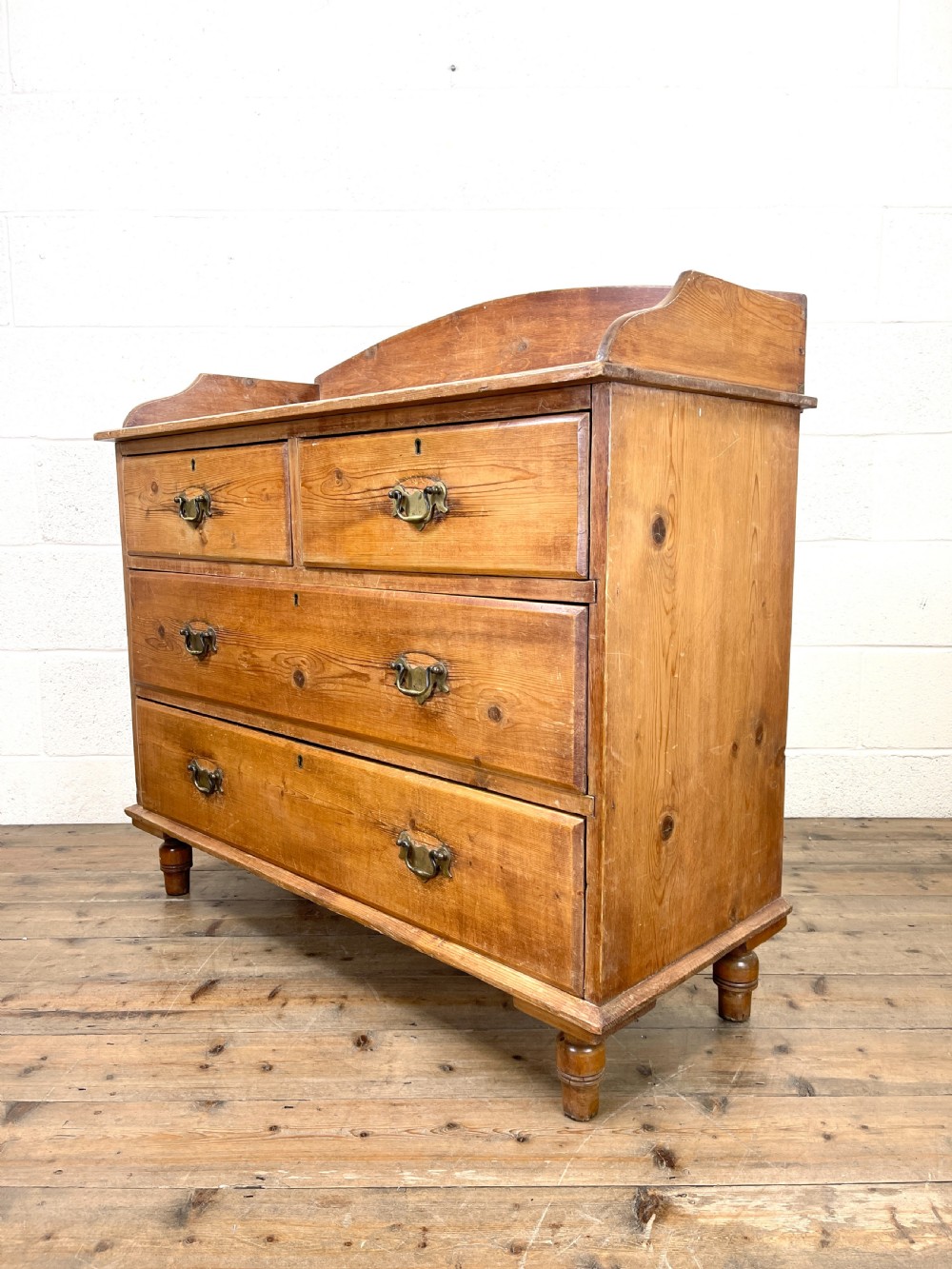 Victorian Pine Chest of Drawers with Gallery Back View VII