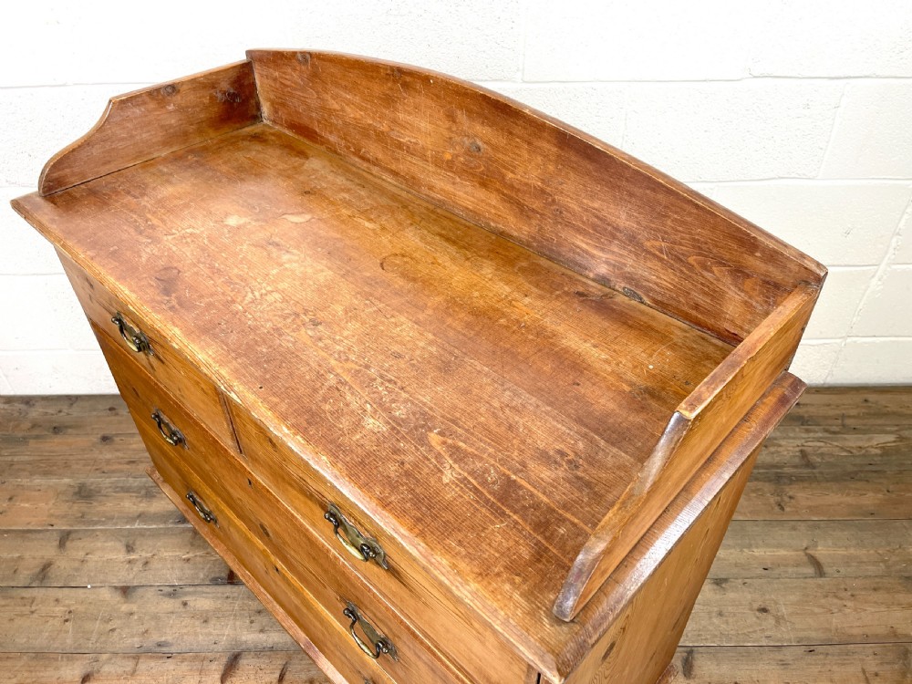 Victorian Pine Chest of Drawers with Gallery Back View VIII