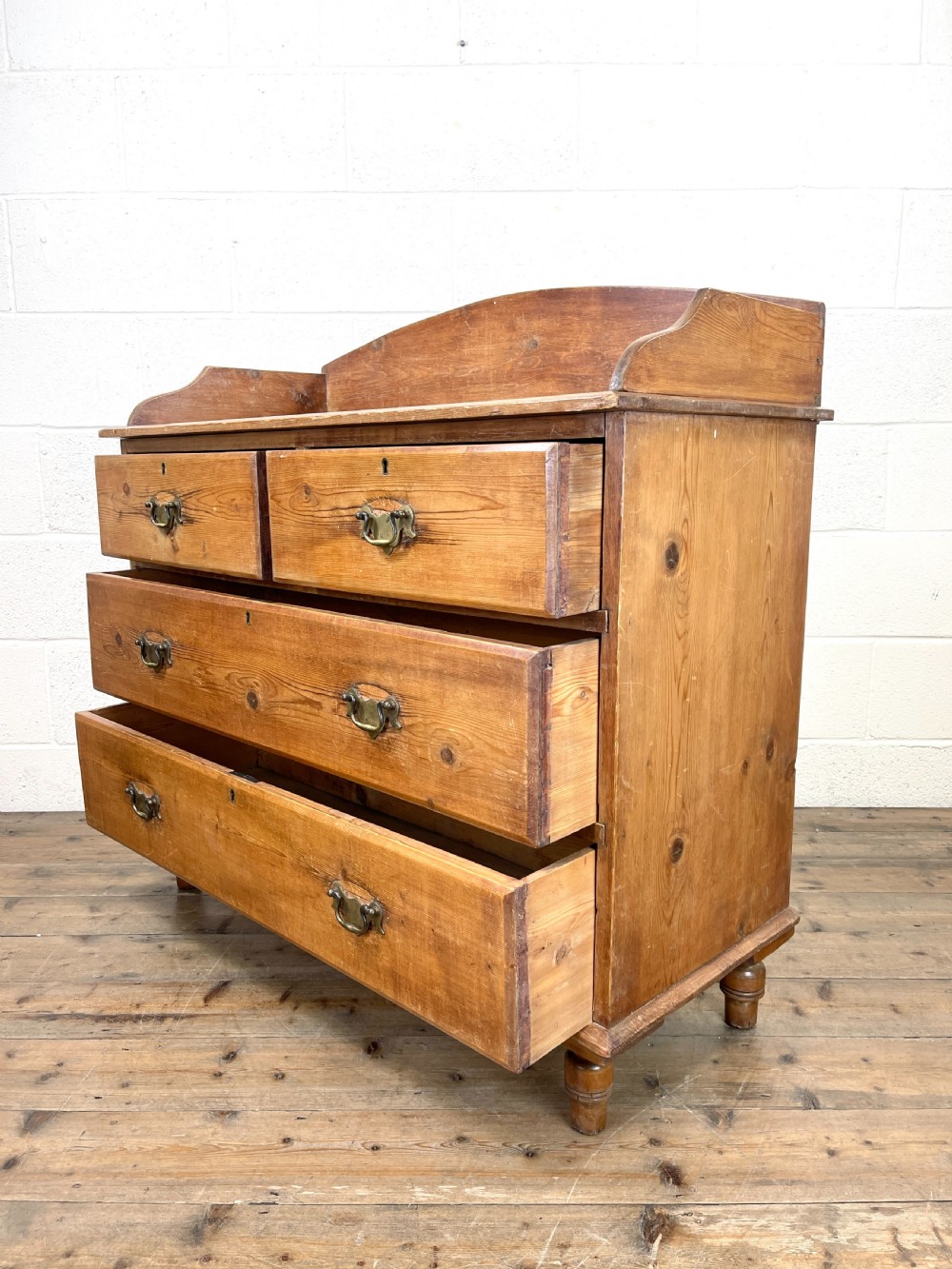 Victorian Pine Chest of Drawers with Gallery Back View IX