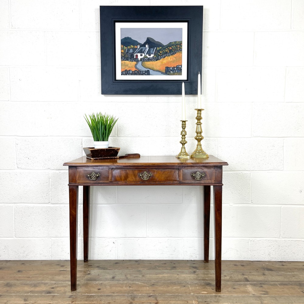 Antique Edwardian Mahogany Side Table with Inlay View II