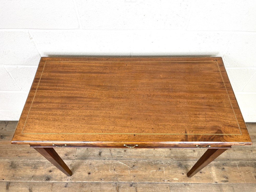 Antique Edwardian Mahogany Side Table with Inlay View IV