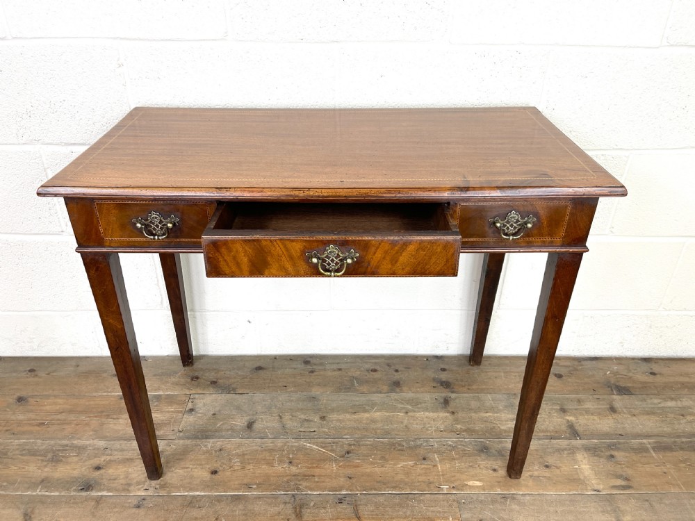 Antique Edwardian Mahogany Side Table with Inlay View VI