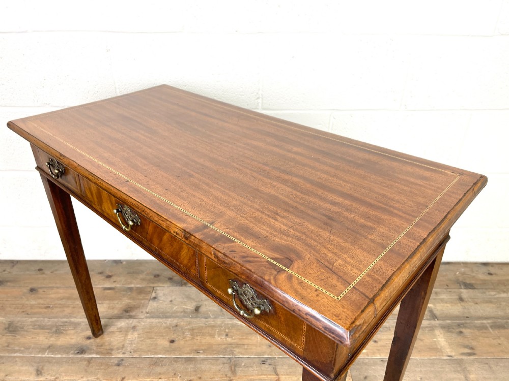 Antique Edwardian Mahogany Side Table with Inlay View VIII