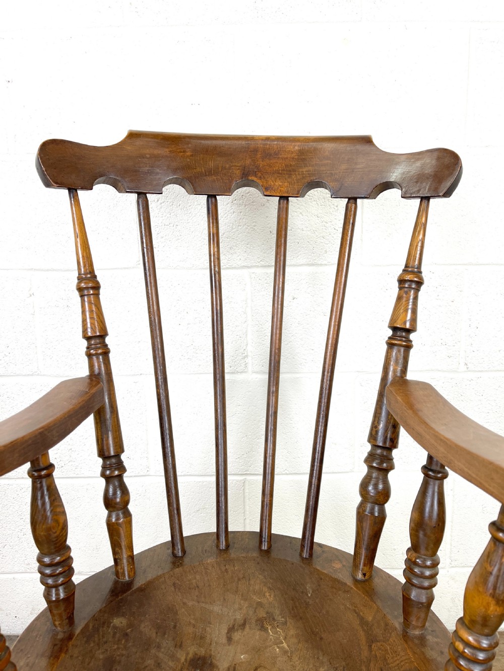 Antique Ash and Elm Armchair with Penny Seat View IV