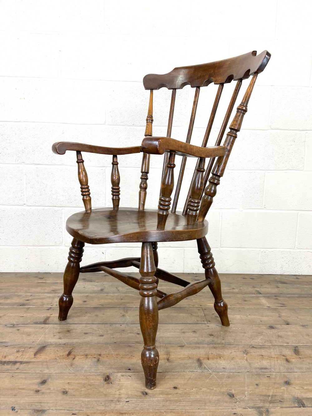 Antique Ash and Elm Armchair with Penny Seat View VII