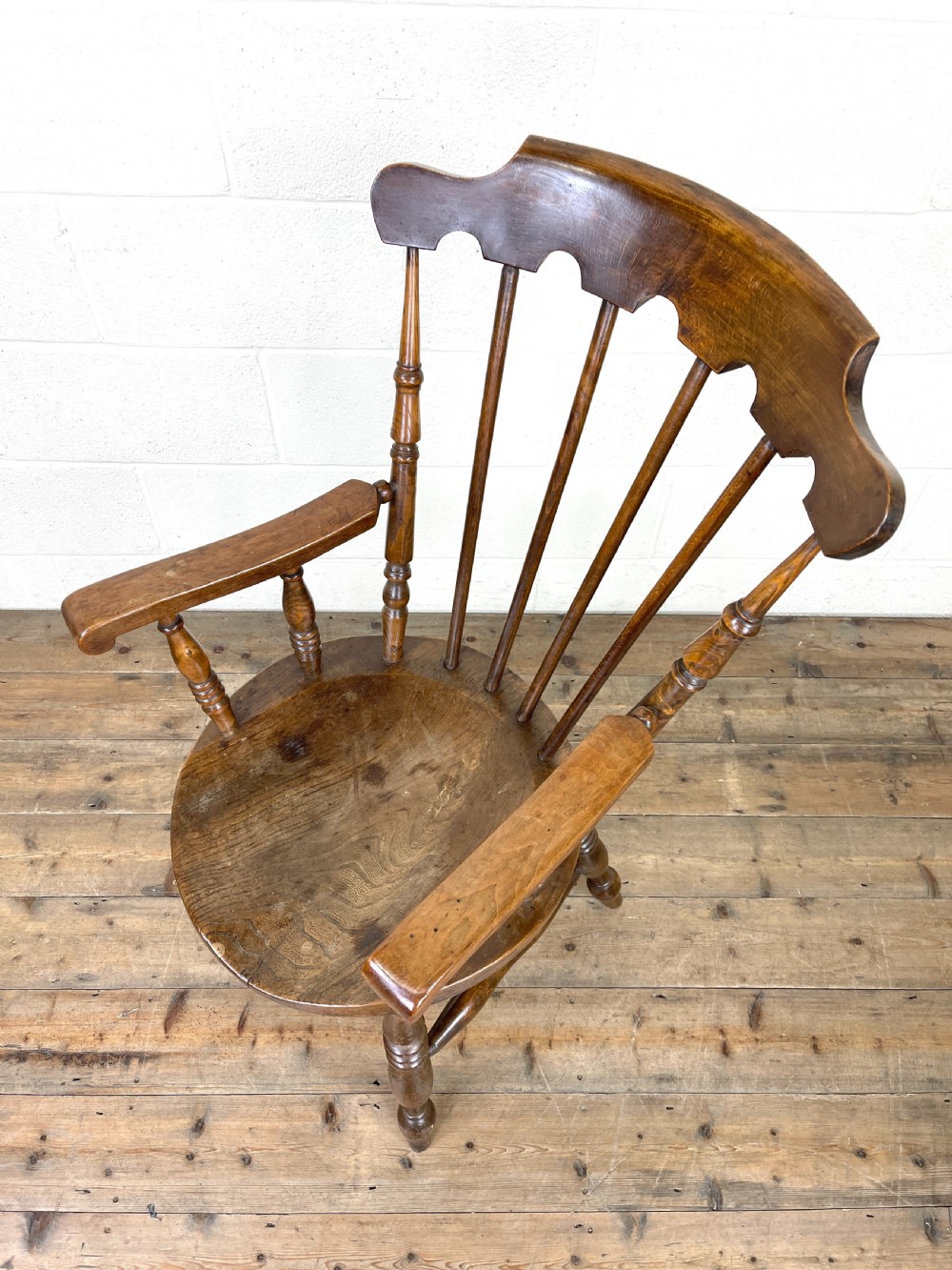 Antique Ash and Elm Armchair with Penny Seat View VIII
