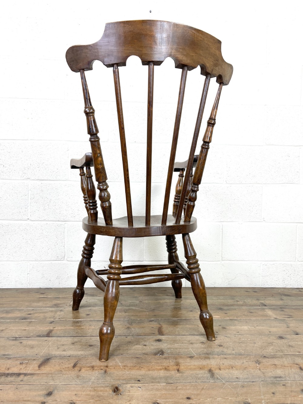 Antique Ash and Elm Armchair with Penny Seat View IX