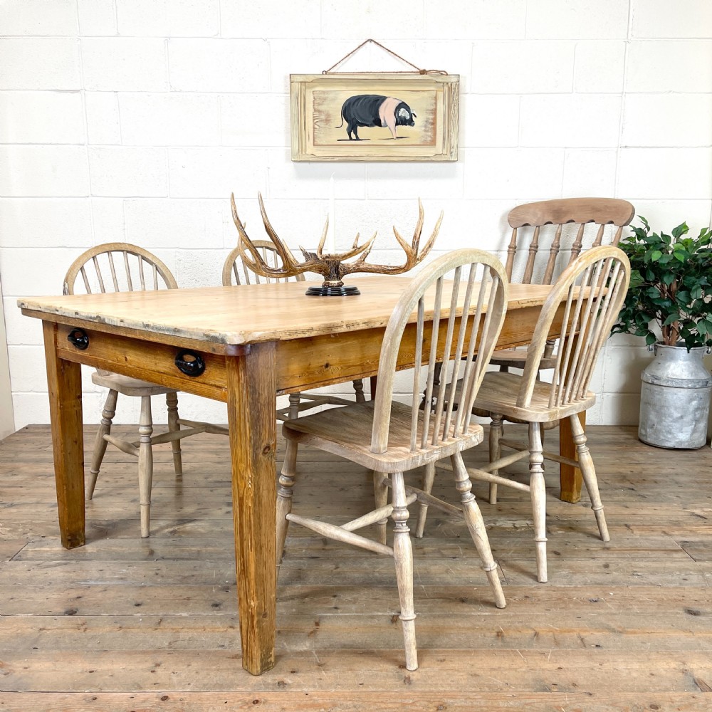 Victorian Pine Scrub Top Farmhouse Table View II