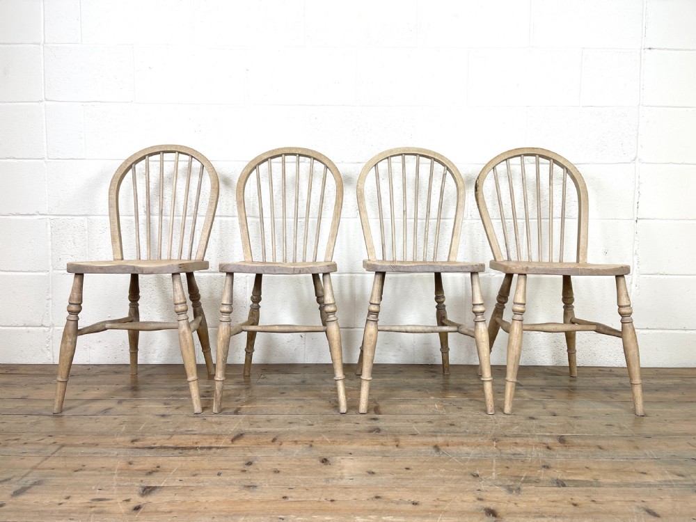 Set of Four Rustic Hoop Back Kitchen Chairs