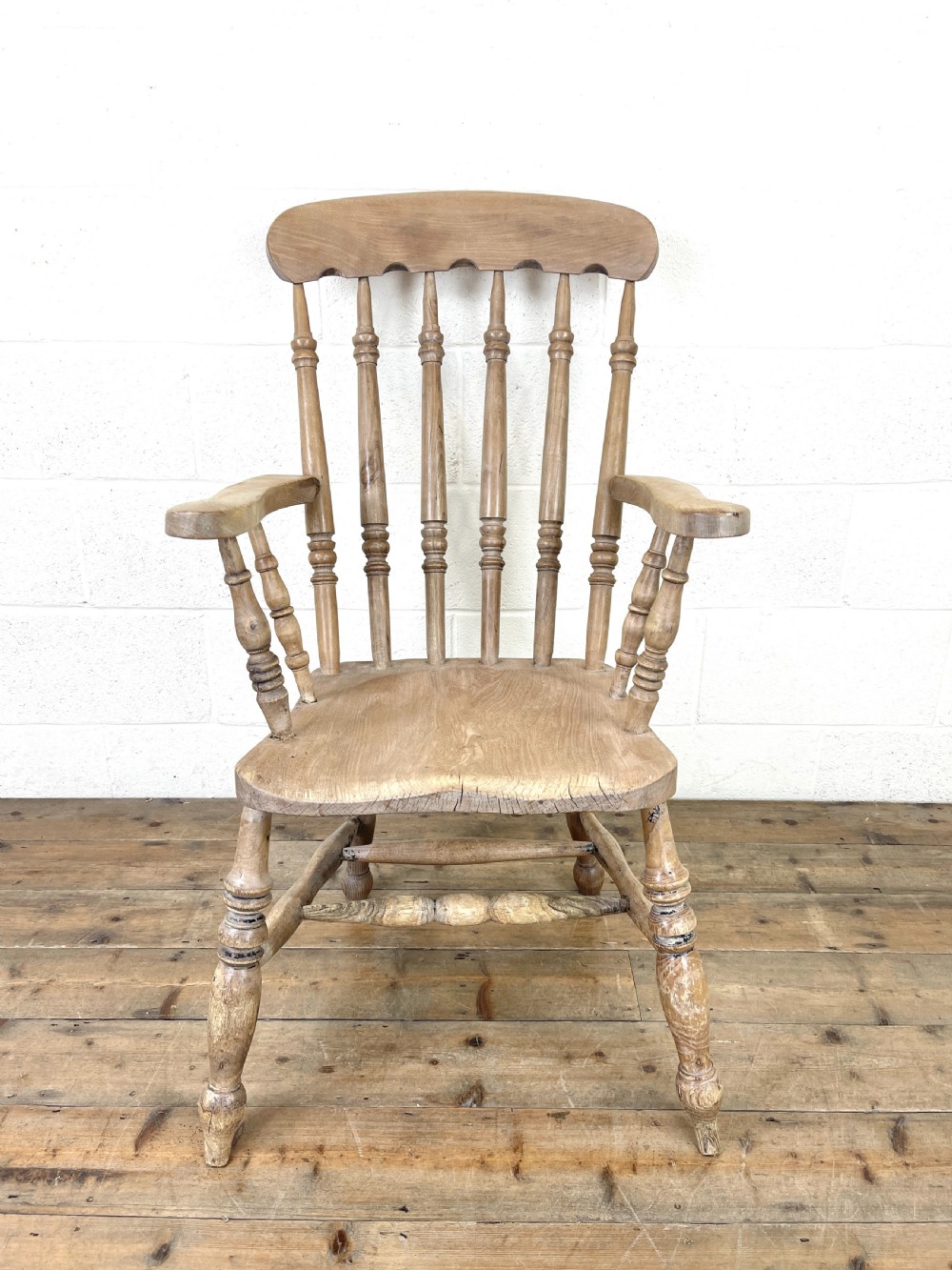 Four Rustic Spindle Back Farmhouse Chairs View VII