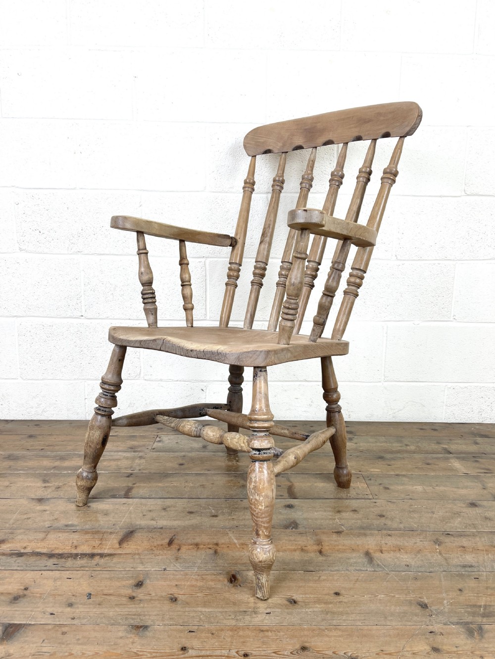 Four Rustic Spindle Back Farmhouse Chairs View IX
