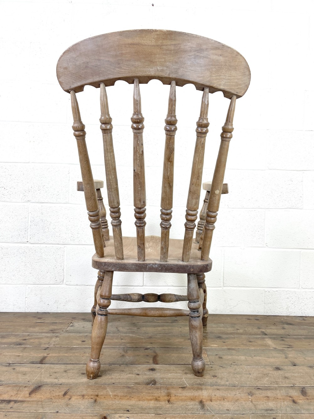 Four Rustic Spindle Back Farmhouse Chairs View X