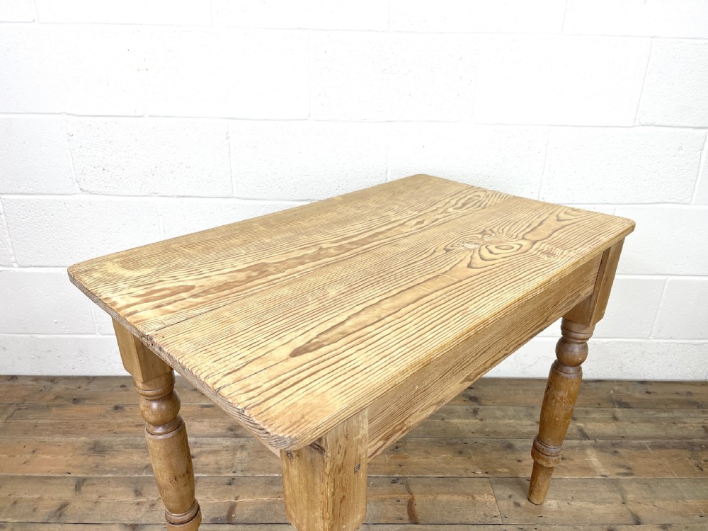 Small Antique Pitch Pine Kitchen Table View IV