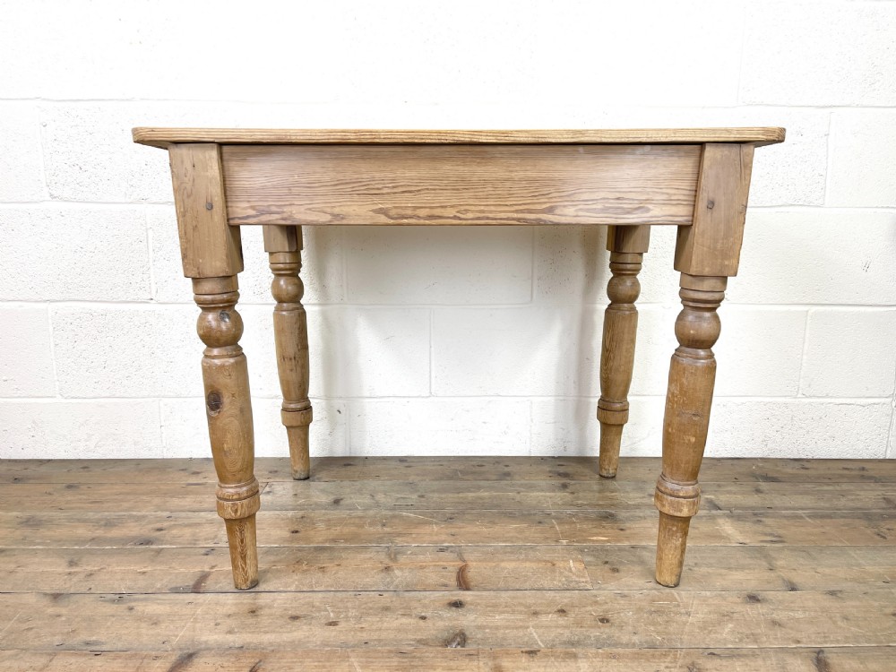 Small Antique Pitch Pine Kitchen Table View V