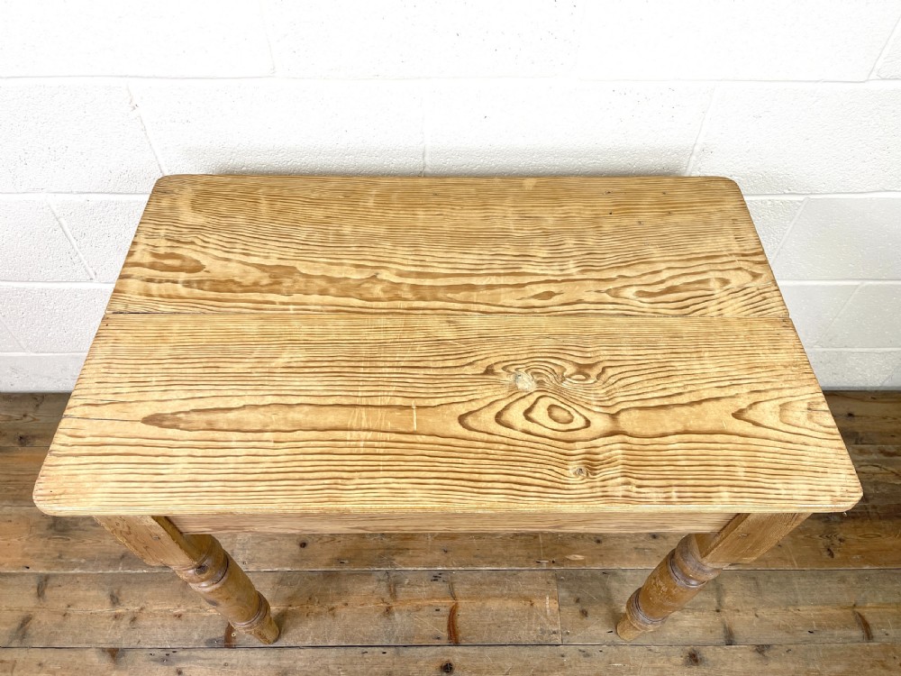 Small Antique Pitch Pine Kitchen Table View VI