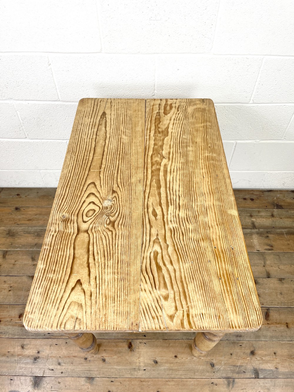 Small Antique Pitch Pine Kitchen Table View X