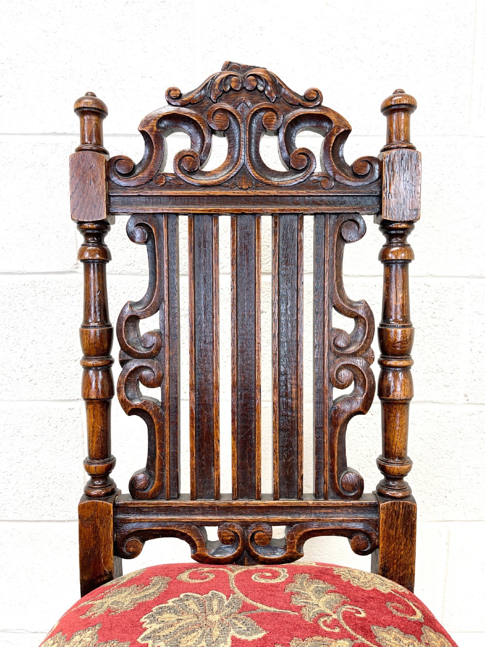 Set of Four Victorian Carved Oak Dining Chairs View V