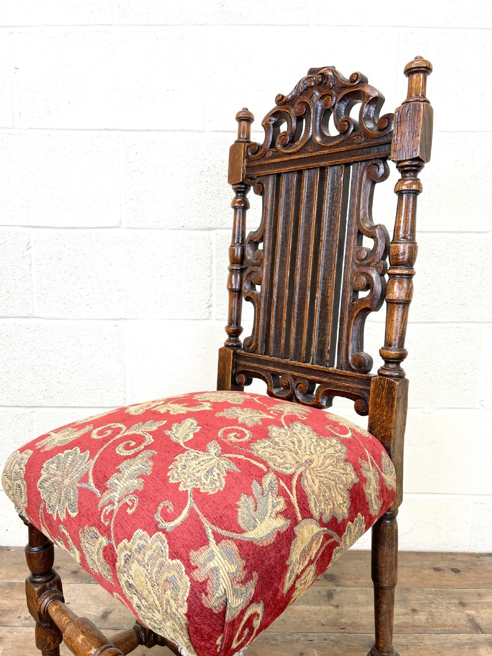 Set of Four Victorian Carved Oak Dining Chairs View IX