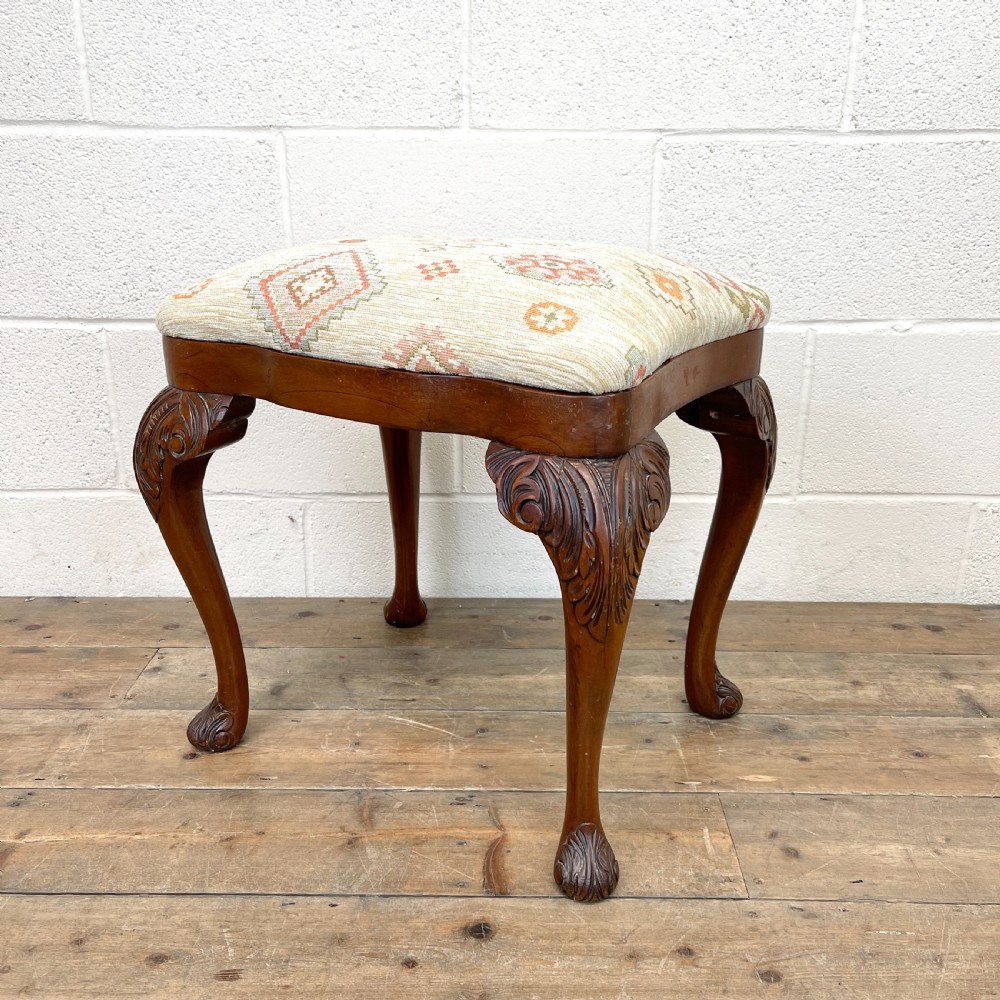 Late Victorian Carved Mahogany Stool