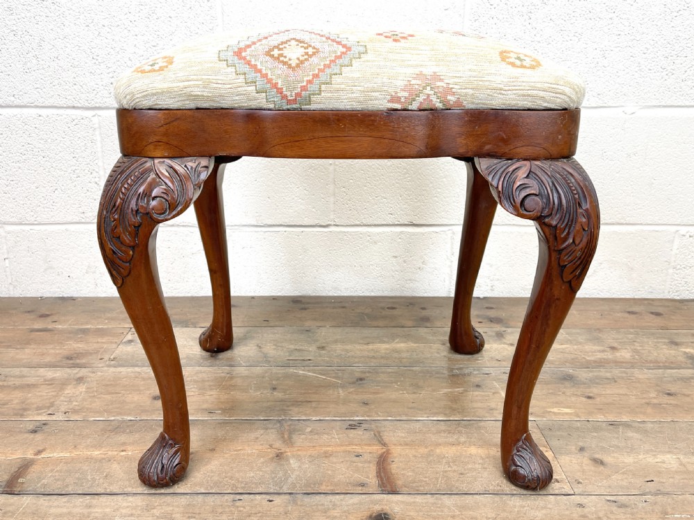 Late Victorian Carved Mahogany Stool View II