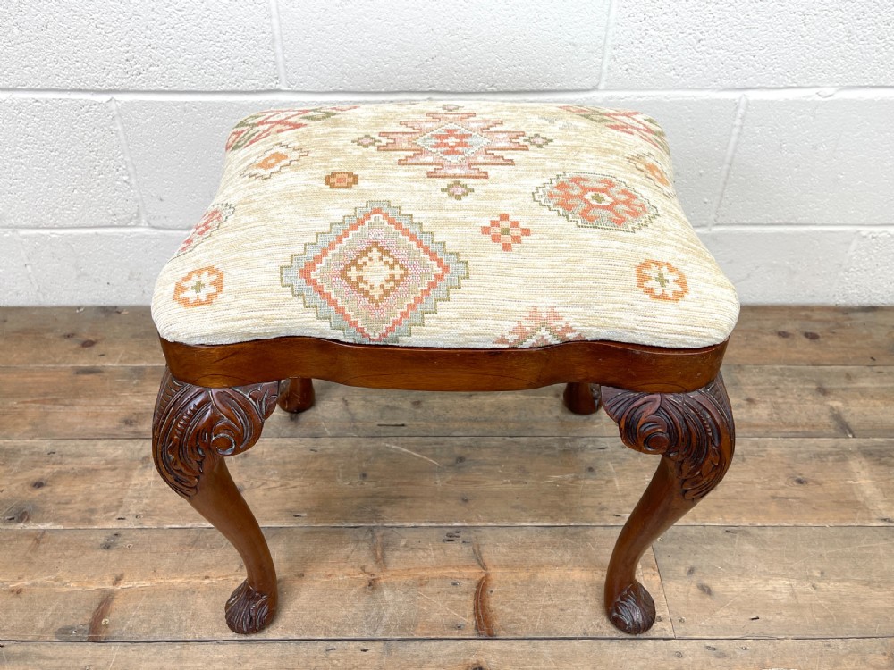 Late Victorian Carved Mahogany Stool View III