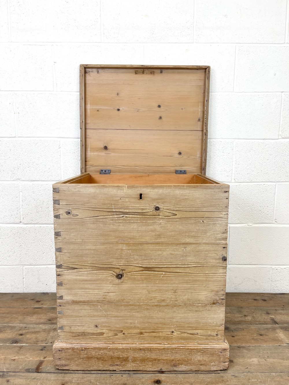 Antique Stripped Pine Storage Box or Trunk View V