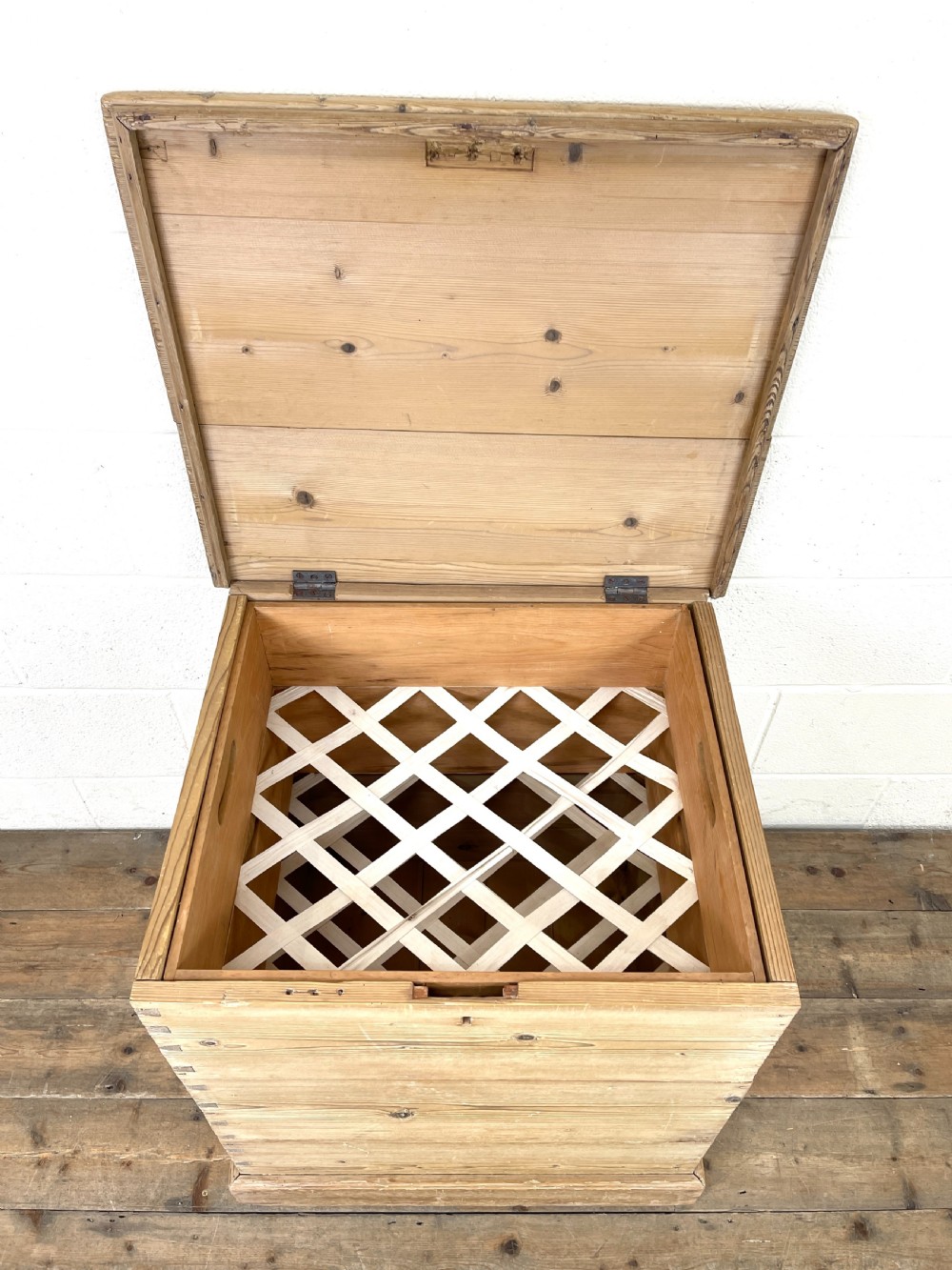 Antique Stripped Pine Storage Box or Trunk View VI