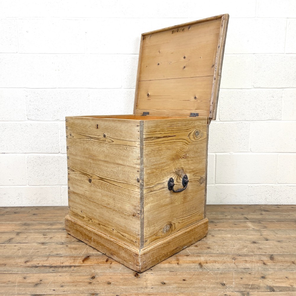 Antique Stripped Pine Storage Box or Trunk