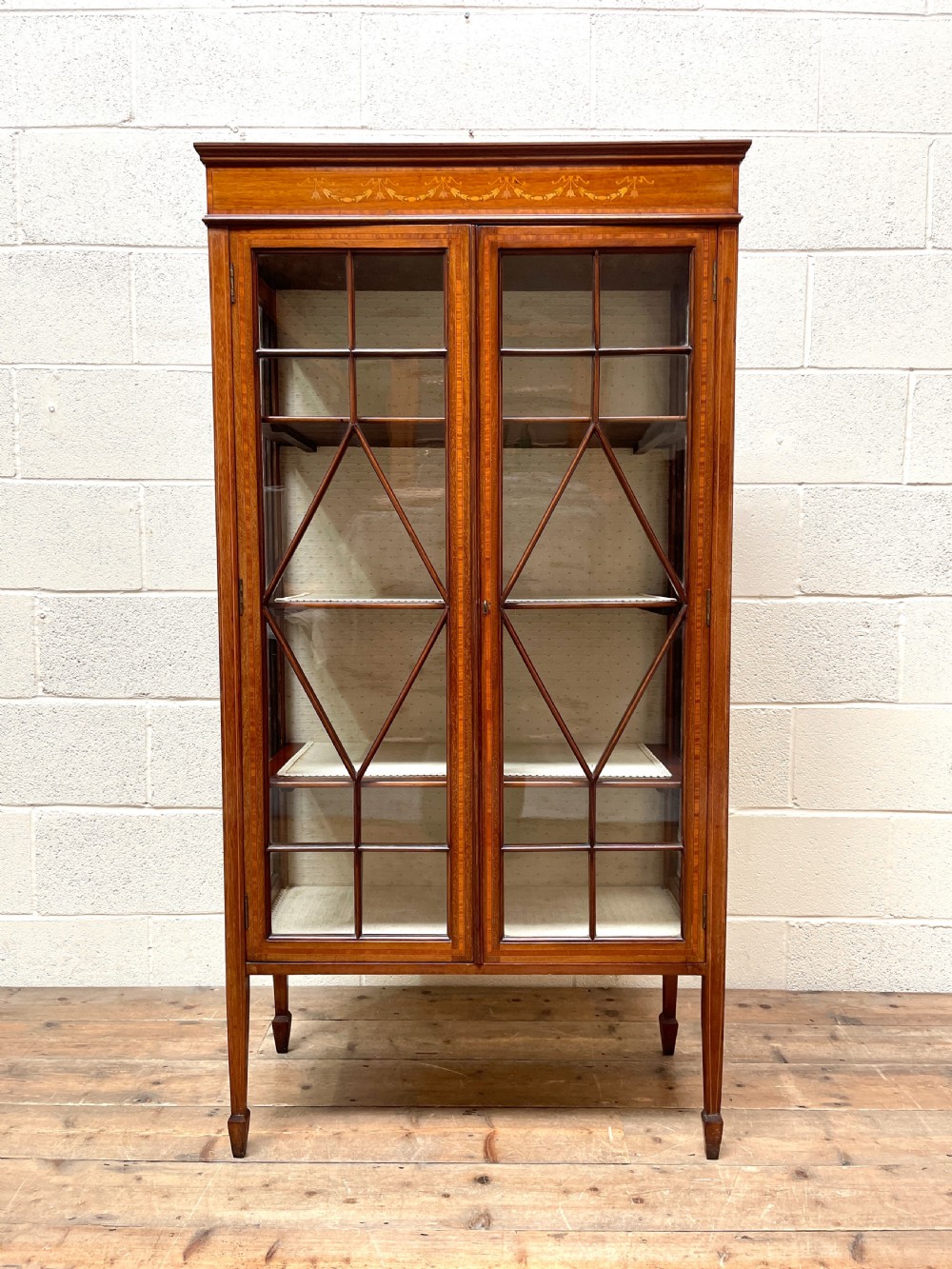 Edwardian Inlaid Mahogany Glass Display Cabinet