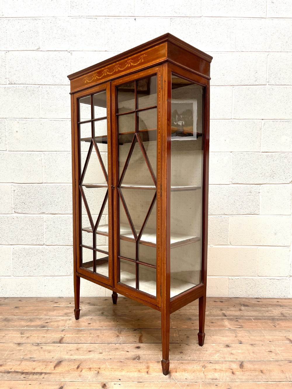 Edwardian Inlaid Mahogany Glass Display Cabinet View VI