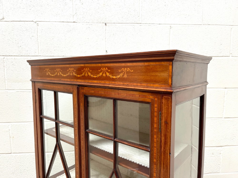 Edwardian Inlaid Mahogany Glass Display Cabinet View VII
