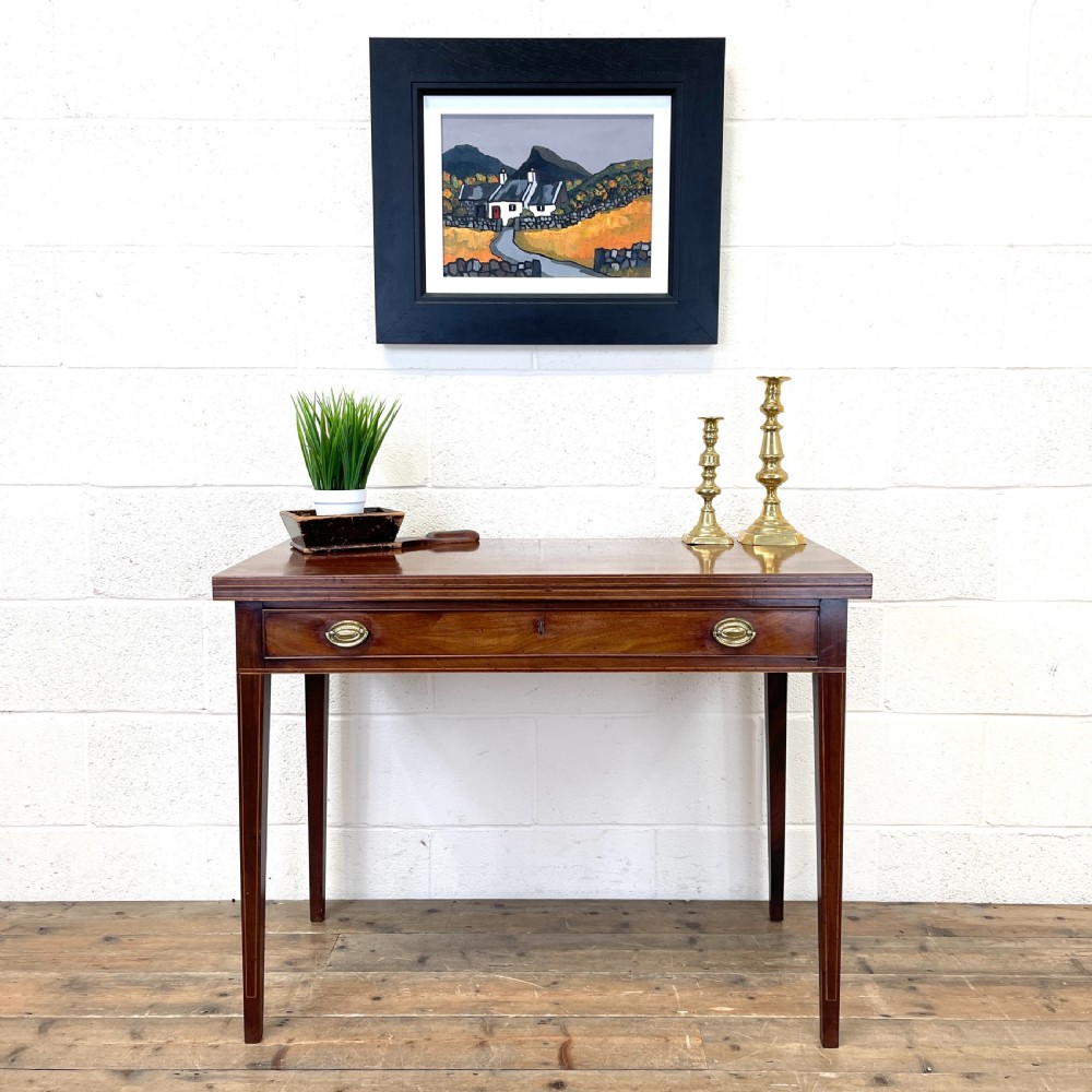 19th Century Mahogany Fold Over Tea Table View II