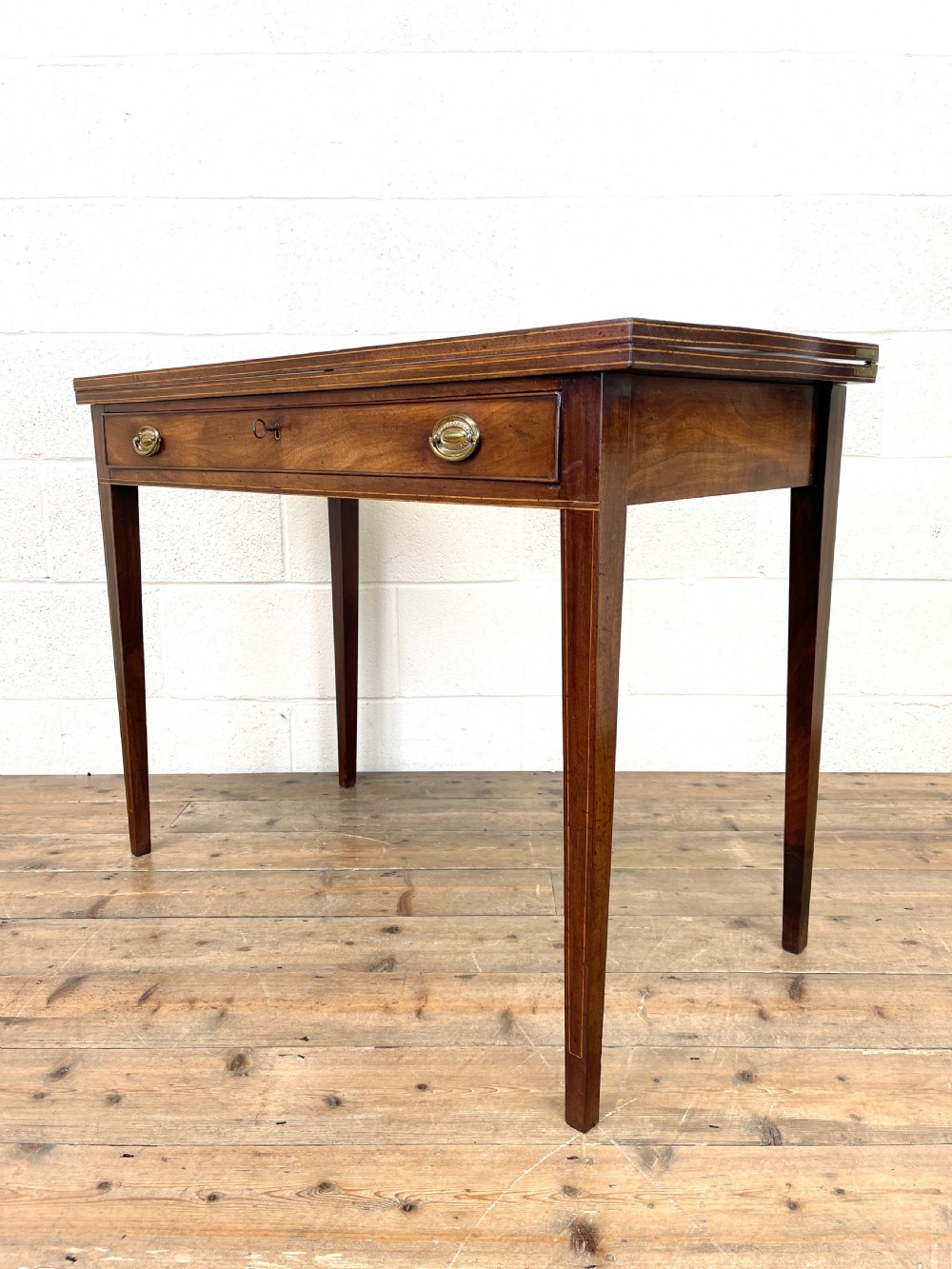19th Century Mahogany Fold Over Tea Table View VI