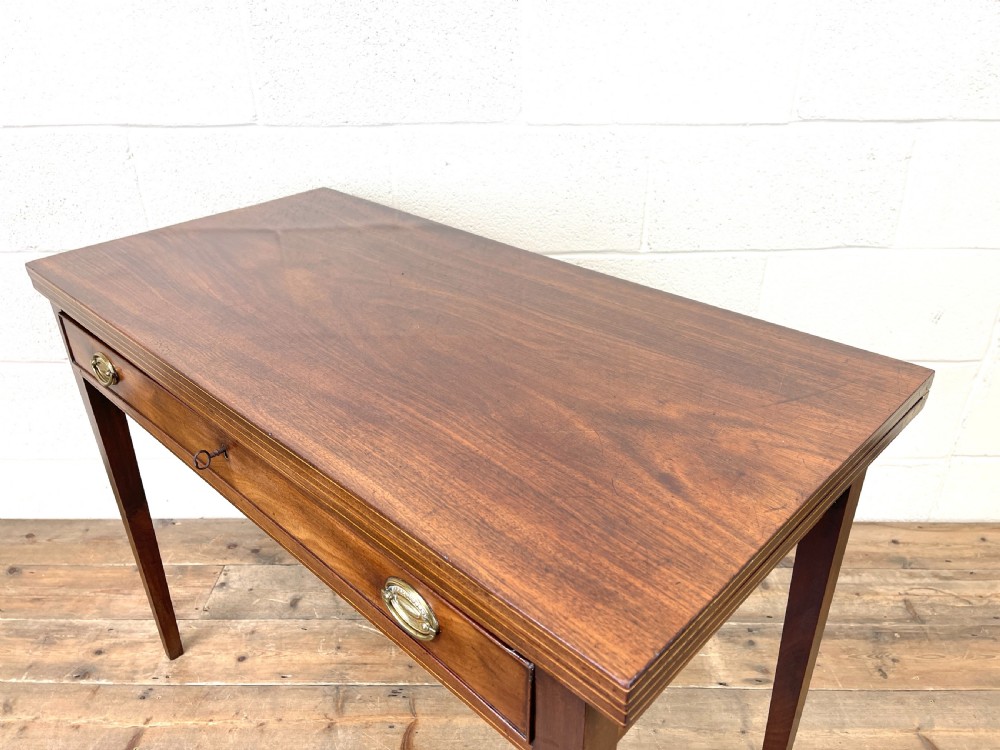 19th Century Mahogany Fold Over Tea Table View VII
