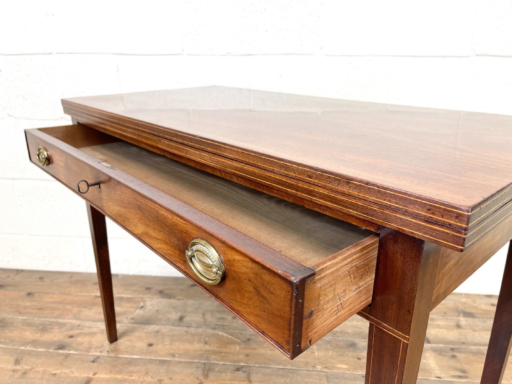 19th Century Mahogany Fold Over Tea Table View VIII
