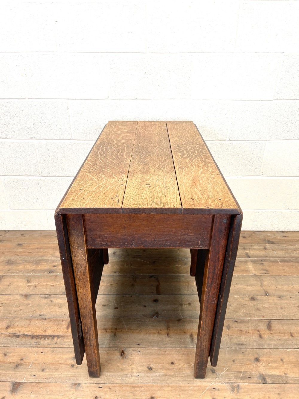Antique Georgian Oak Drop Leaf Dining Table View III