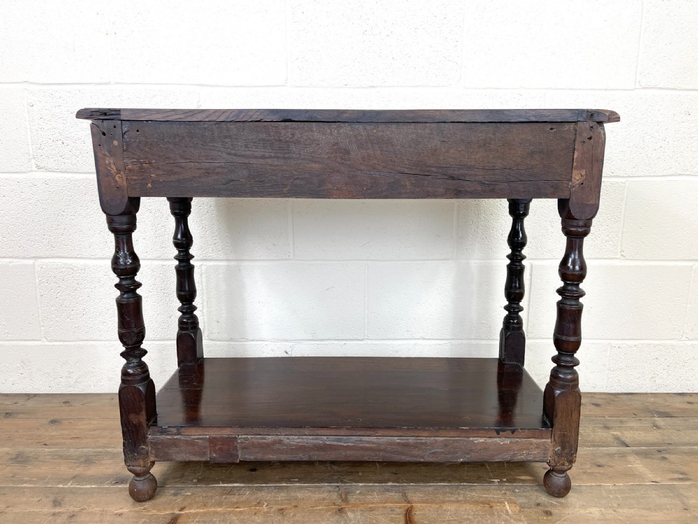 Victorian Carved Oak Two Drawer Side Table View VIII