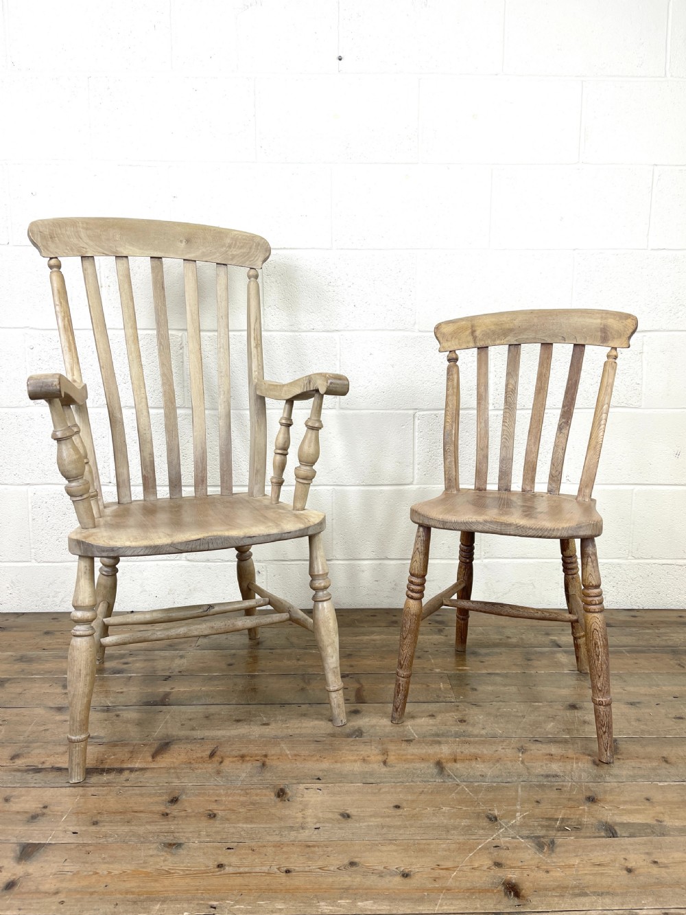 Set of Four Slat Back Antique Kitchen Chairs View II