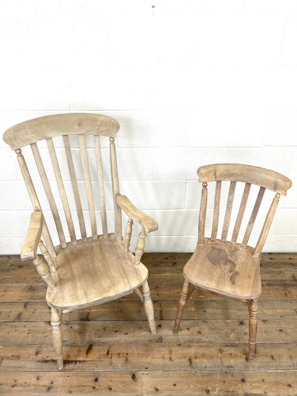 Set of Four Slat Back Antique Kitchen Chairs View III