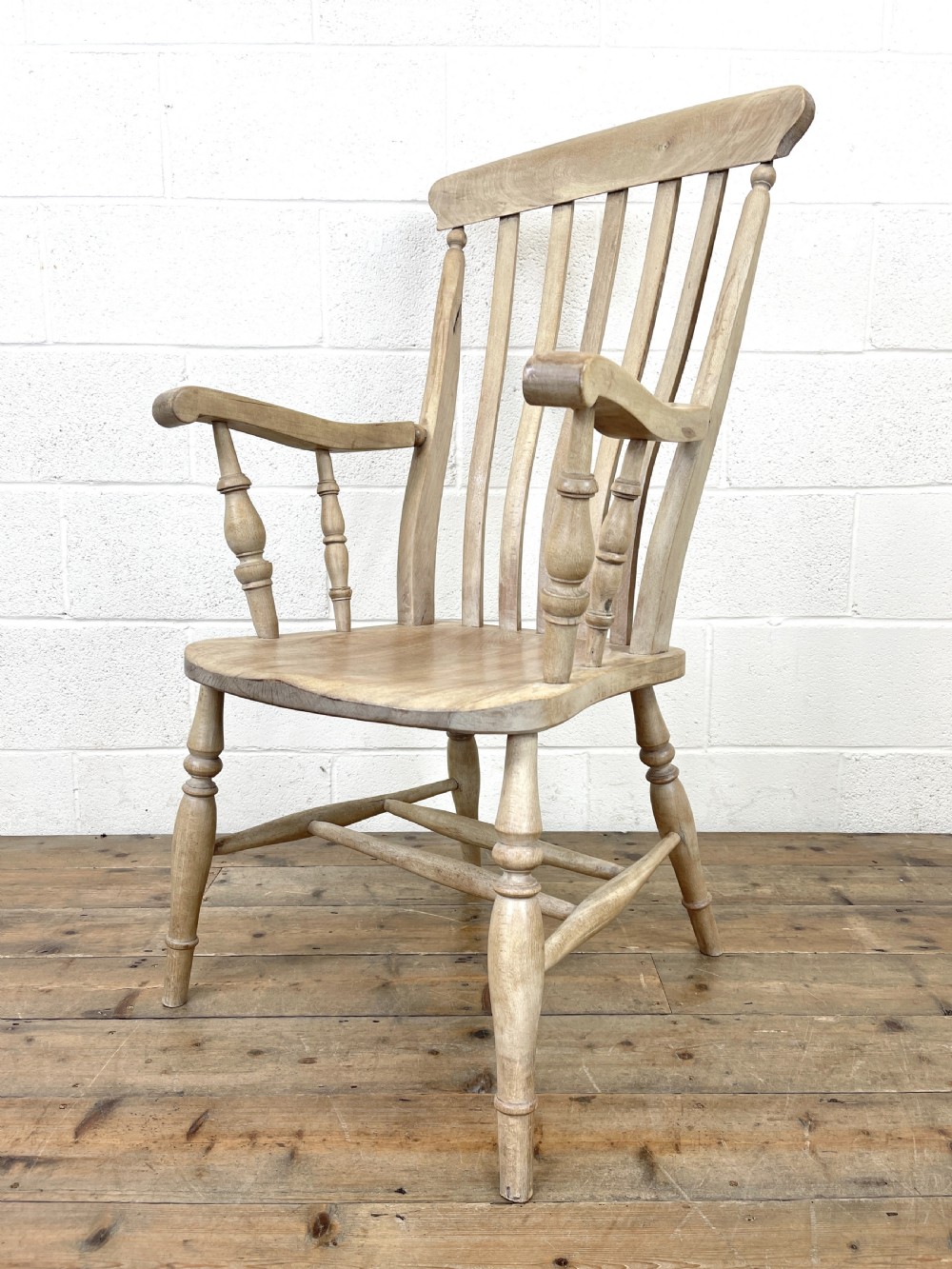 Set of Four Slat Back Antique Kitchen Chairs View IX