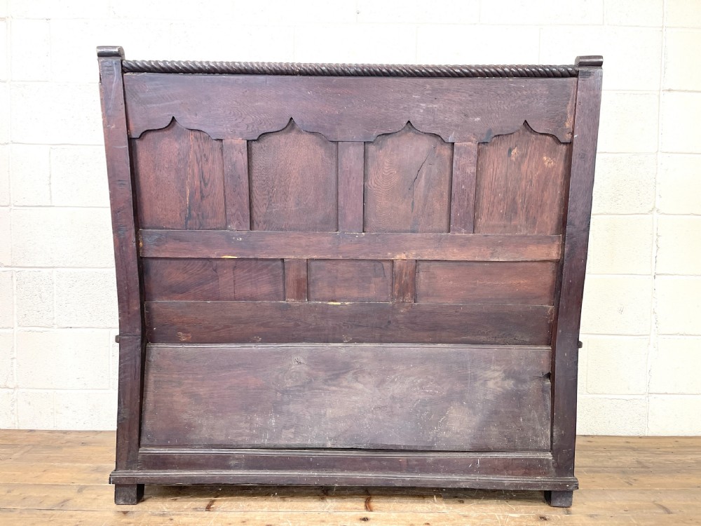 Antique 19th Century Carved Oak Settle View X
