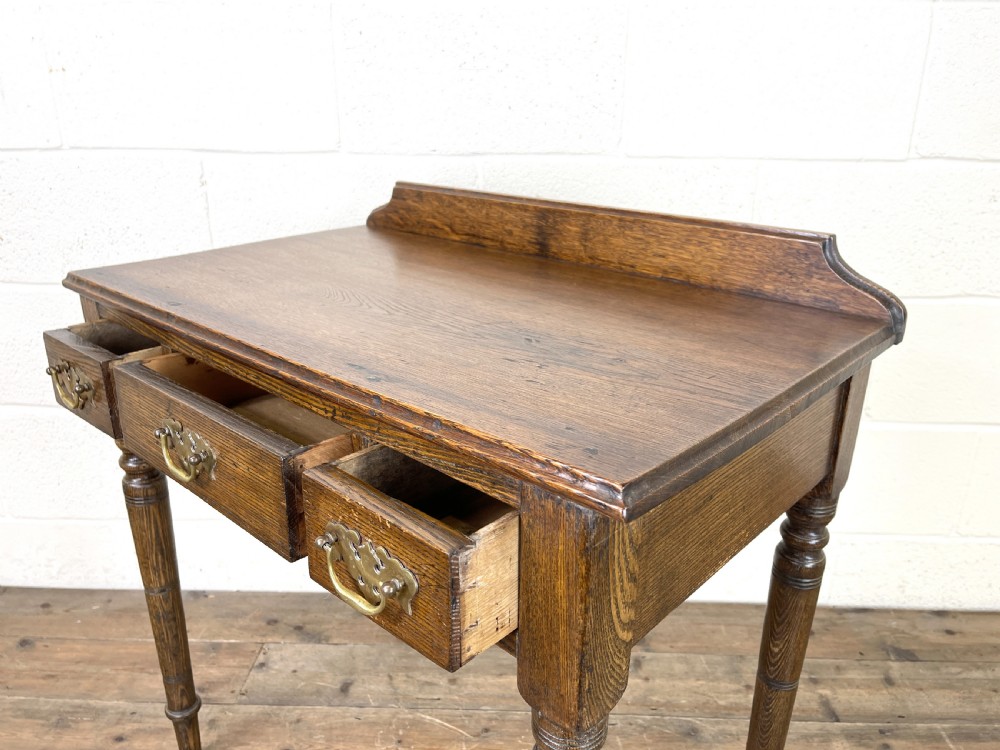 19th Century Antique Oak Side Table View VIII