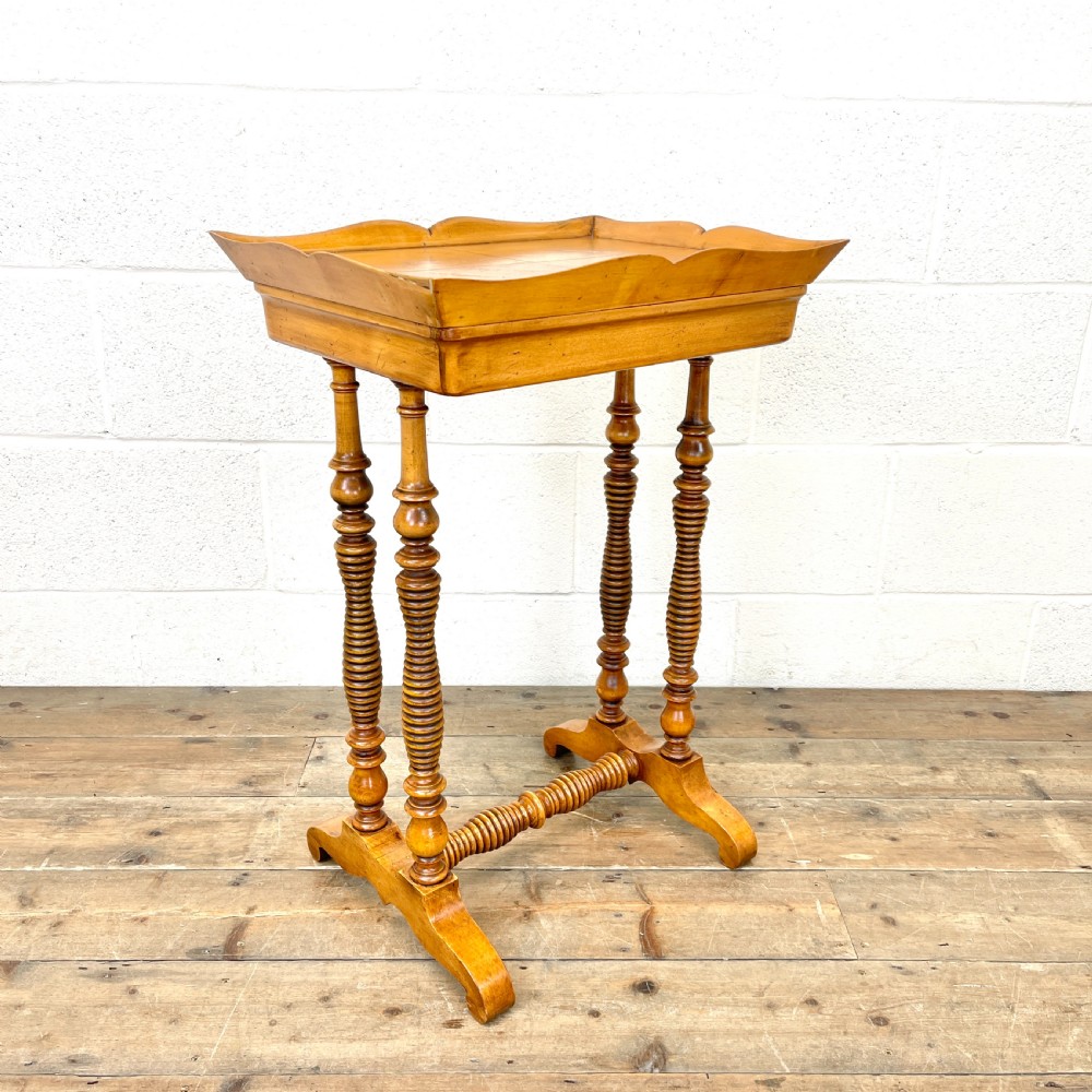 Antique Satin Birch Tray Top Side Table 