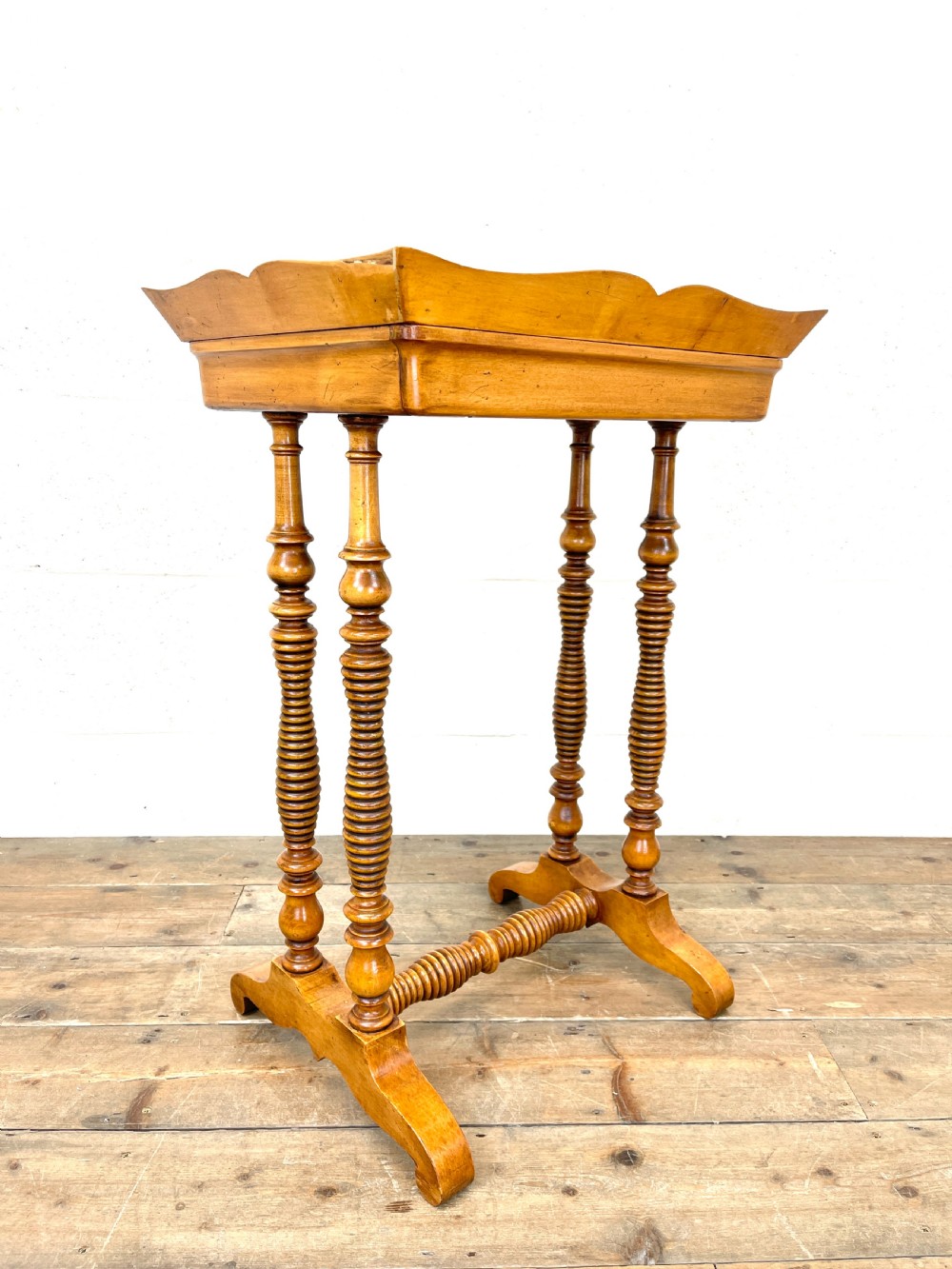 Antique Satin Birch Tray Top Side Table  View II