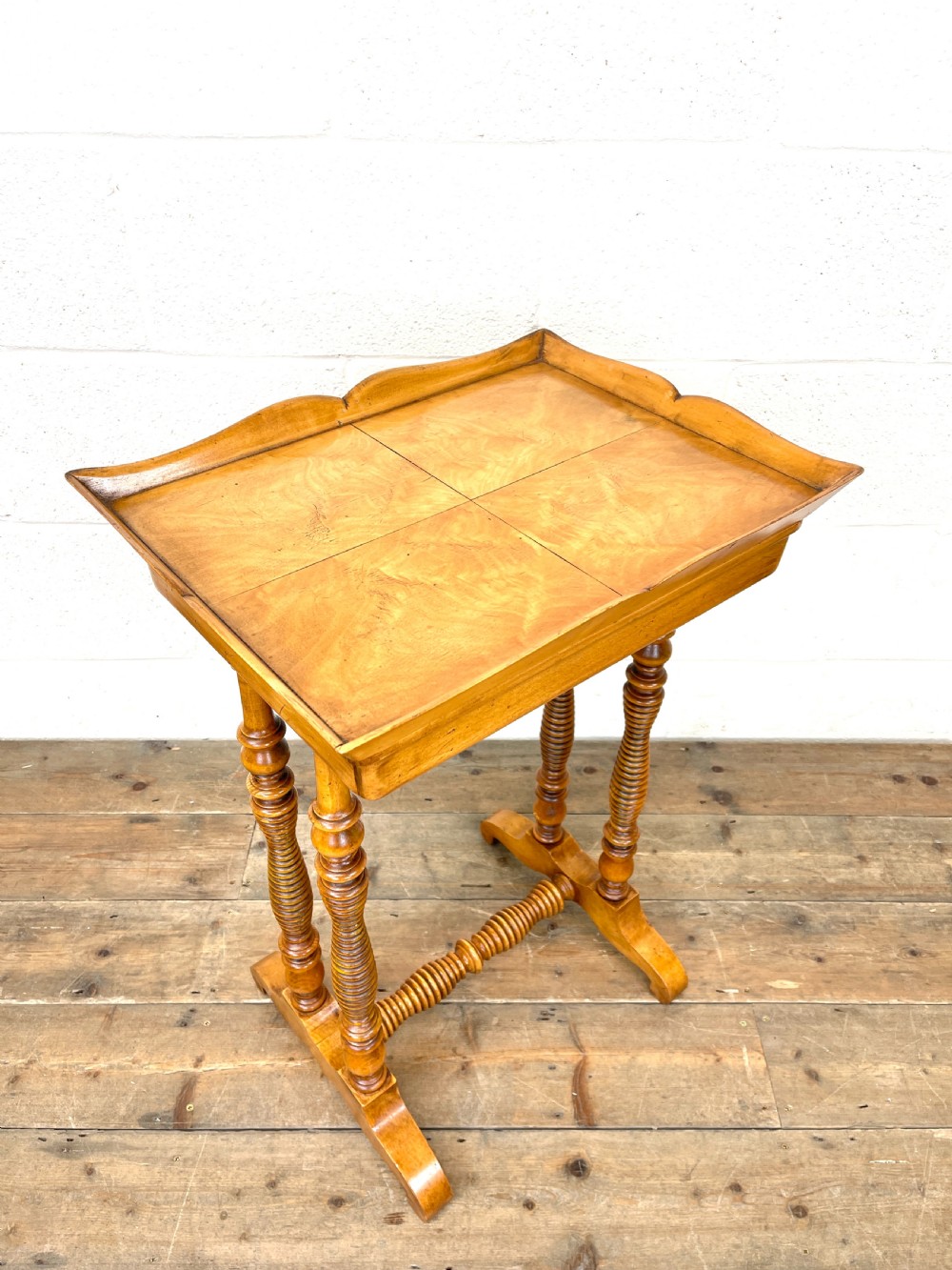 Antique Satin Birch Tray Top Side Table  View III