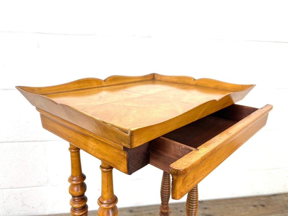 Antique Satin Birch Tray Top Side Table  View V
